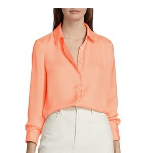 NWT Derek Lam 10 Crosby Libby double faced satin shirt in peach /sunset color.